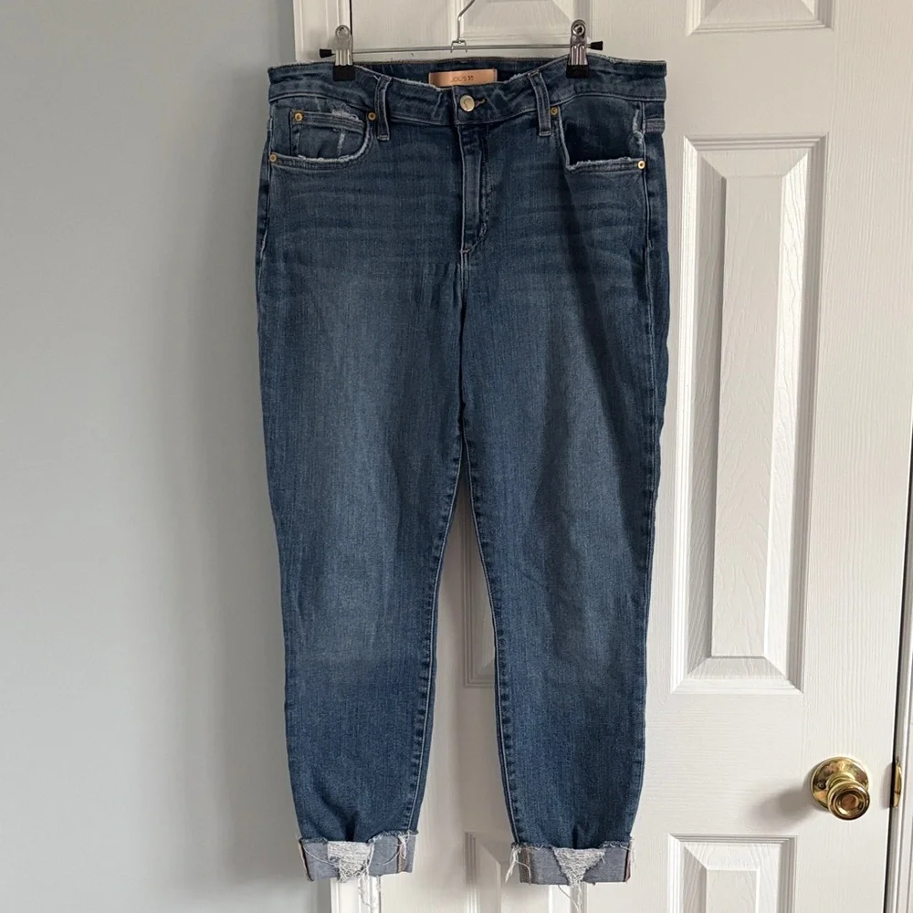 Joe's Jeans Flawless The Icon Mid Rise Skinny Distressed Hem Ankle Jeans W33